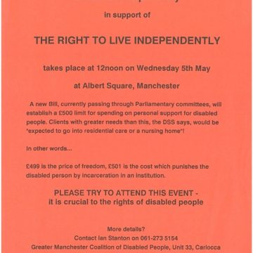 Image of flyer, Call To Action for the Live Independently rally, Manchester, 1993