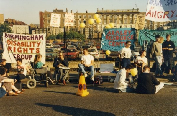 Photo: protest against Telethon, London Weekend TV studio, 27 May 1990