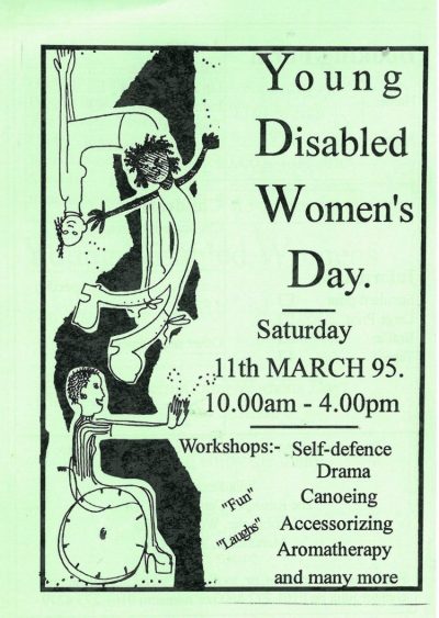 Image of flyer promoting a Young Disabled Women's Day, Greater Manchester Coalition of Disabled People, 1995