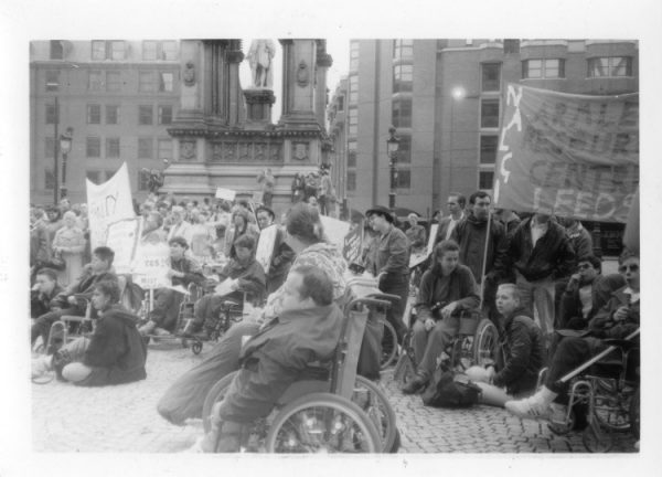 Photo: Disability Benefits Consortium Rally, Albert Square Manchester, 27 October 1990