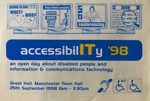 Image of poster promoting the  Accessibility 98 event, Manchester 1998