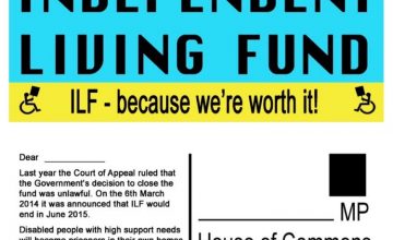 Postcard : Save The Independent Living Fund - 2014