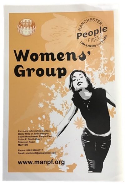 Image of poster promoting the Manchester People First Women's Group