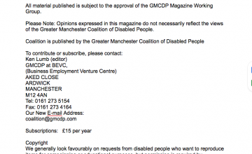 Coalition magazine, Rainbow edition, May 2006, Greater Manchester Coalition of Disabled People