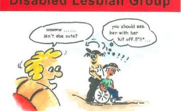 Postcard: Isn't she cute? Disabled Lesbian Group, 2002