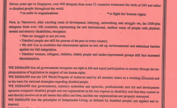 The Vancouver Declaration 1992, Disabled People’s International