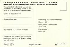 Reverse of Independence festival 1997 postcard 'I am not special'