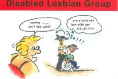 Image of Disabled Lesbian Group postcard 'Aw isn't she cute?'