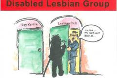 Image of Disabled Lesbian Group postcard 'No love you want next door'