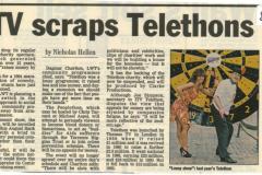Newspaper clipping with headline \"ITV scraps Telethons\"